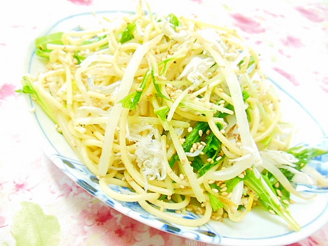 ❤もやしと水菜としらすの冷製パスタ❤