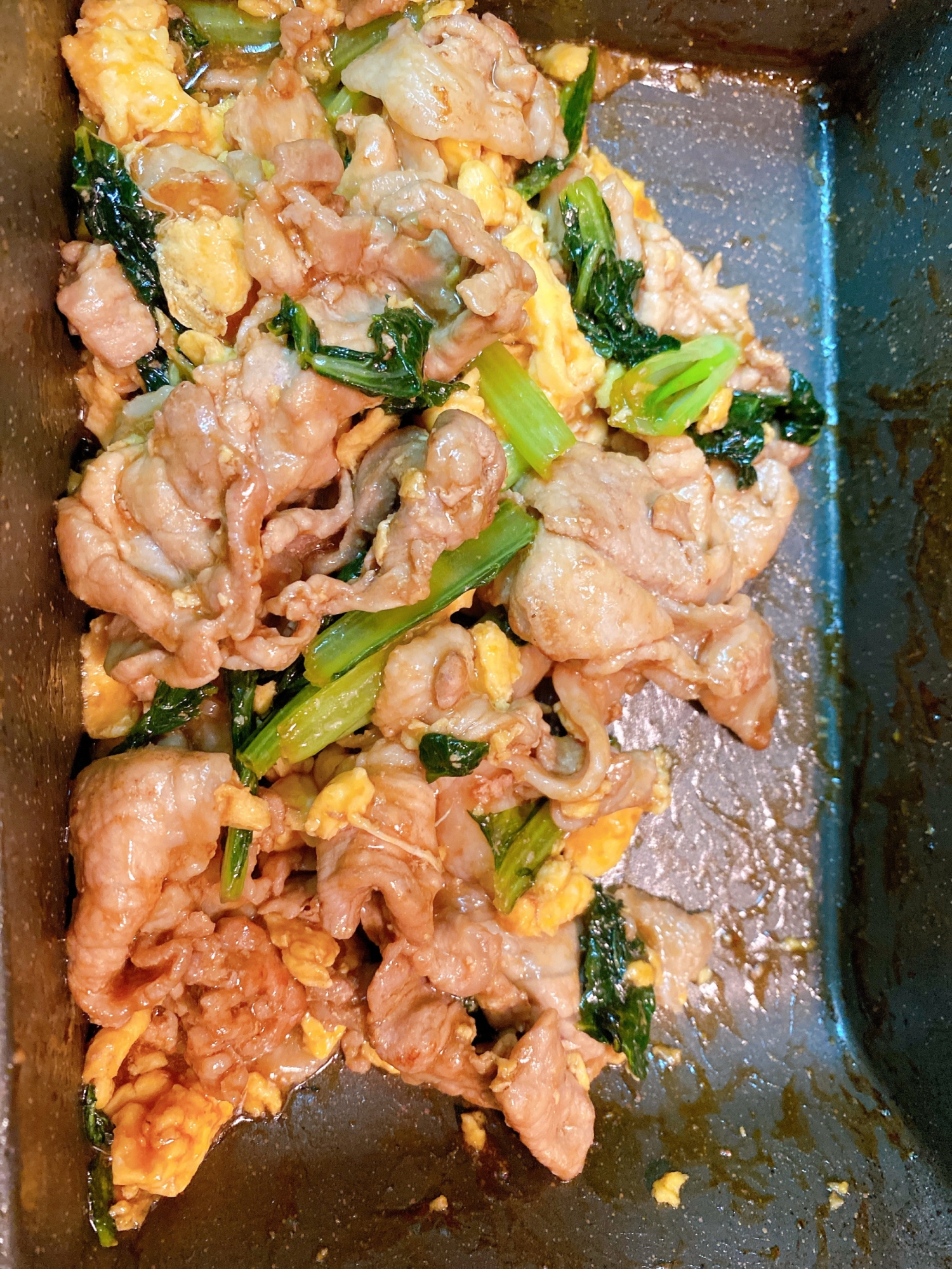 簡単 豚バラと小松菜の卵炒め レシピ 作り方 By いえーい 楽天レシピ