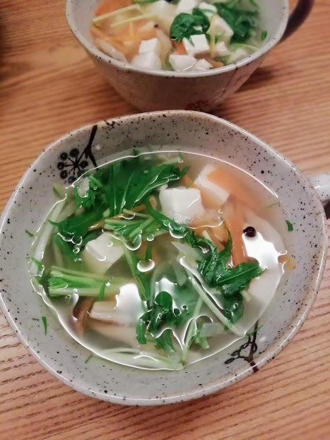 ささみと水菜の和風スープ