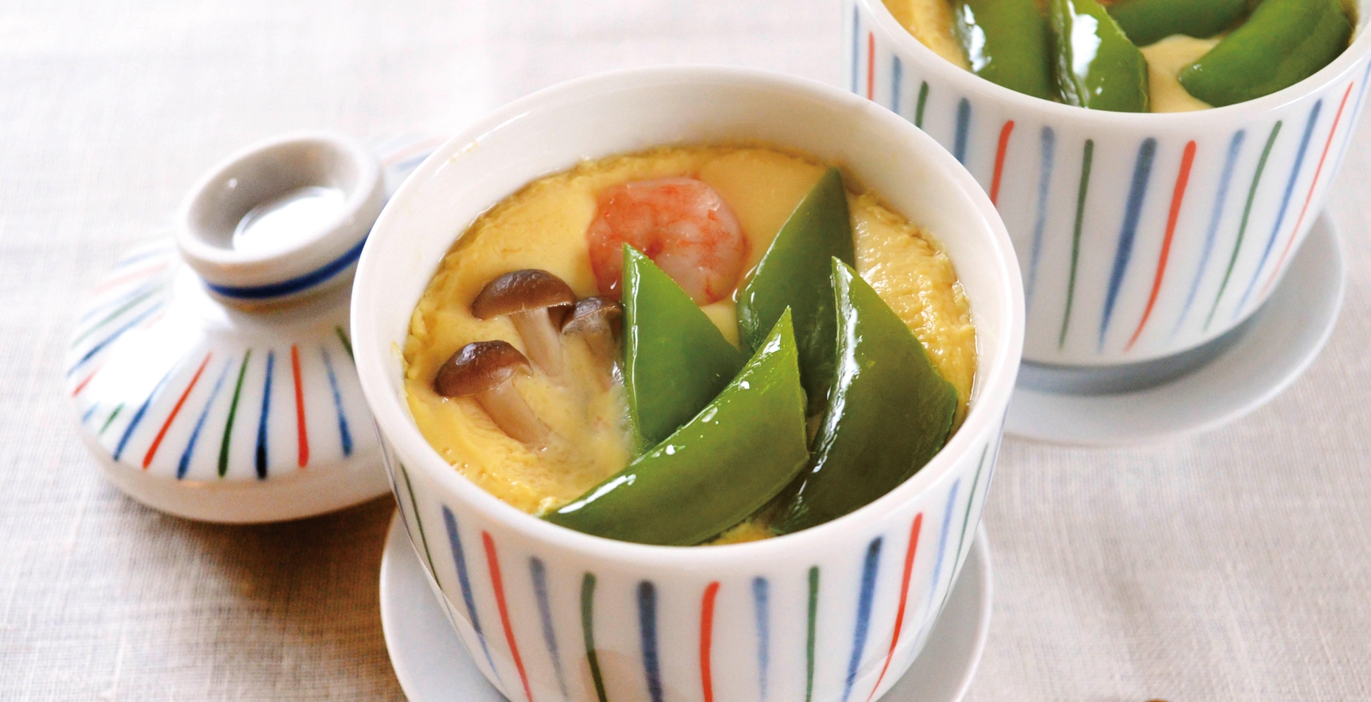 スナップエンドウとえびの茶碗蒸し