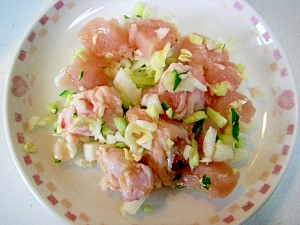 愛犬用♪　手羽先の骨とササミと野菜の朝ごはん