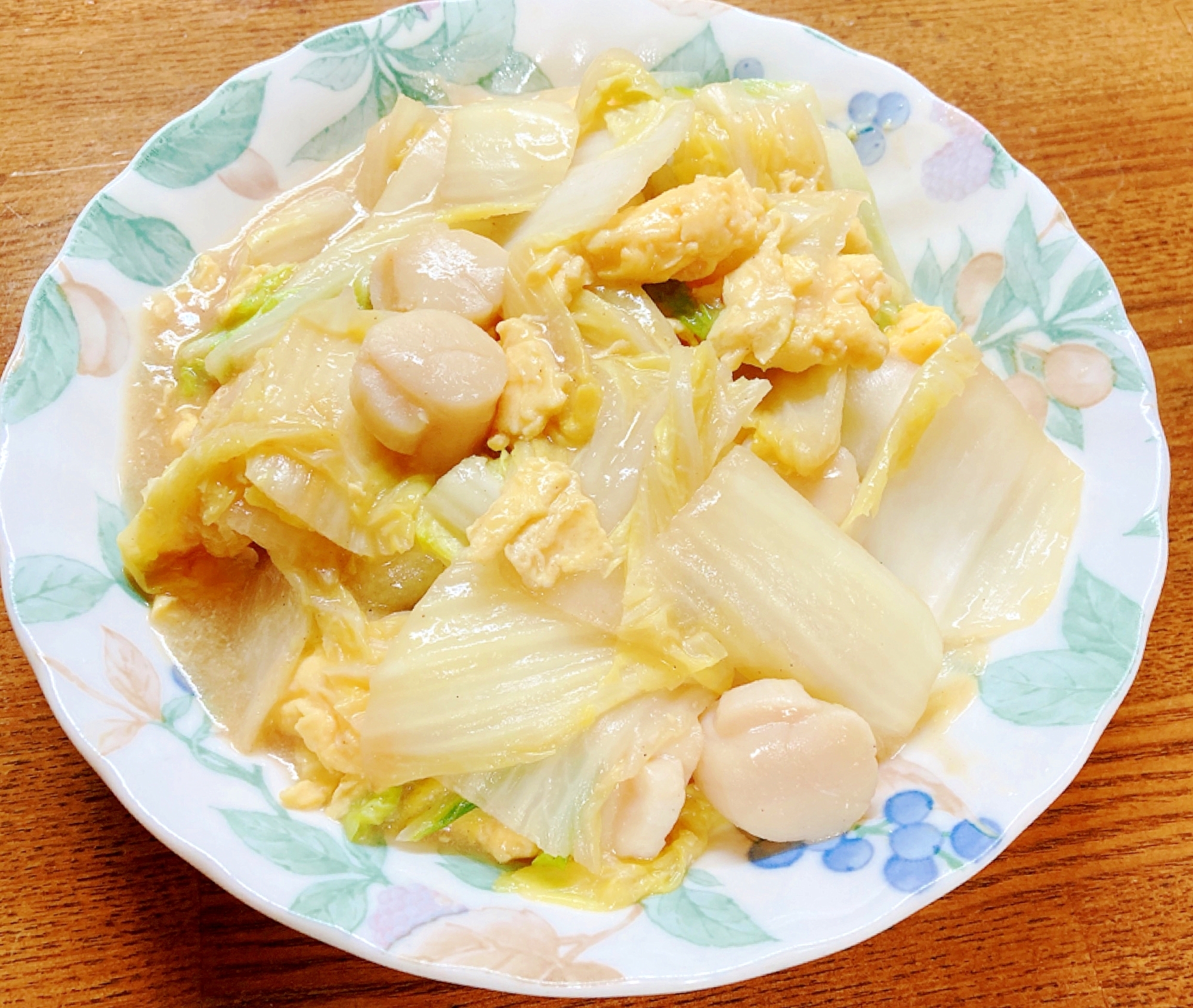 帆立と白菜と卵の中華あんかけ煮
