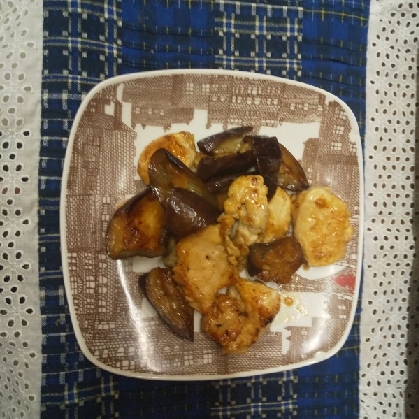 茄子と鶏ももの甘酢炒め