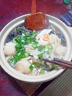 ヘルシー鍋焼きうどん☆お麩＆生海苔【海が聞こえる】