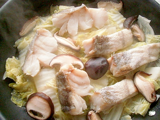 白菜とたらの蒸し煮～梅だれ～