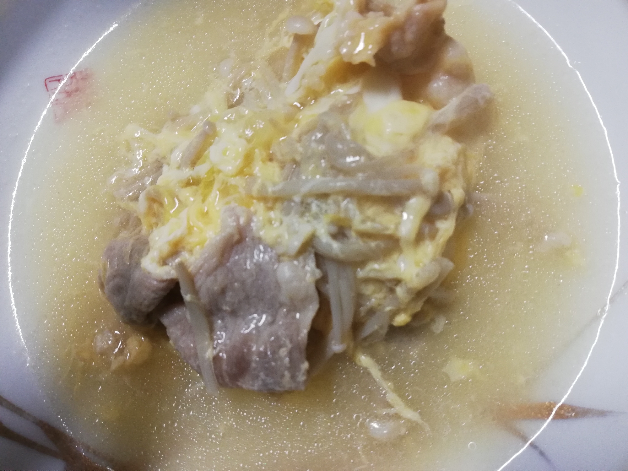 えのきと豚肉と卵の中華スープ