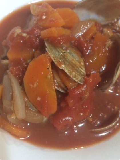 完熟トマトとアサリの食べるスープ(❁・∀・❁)