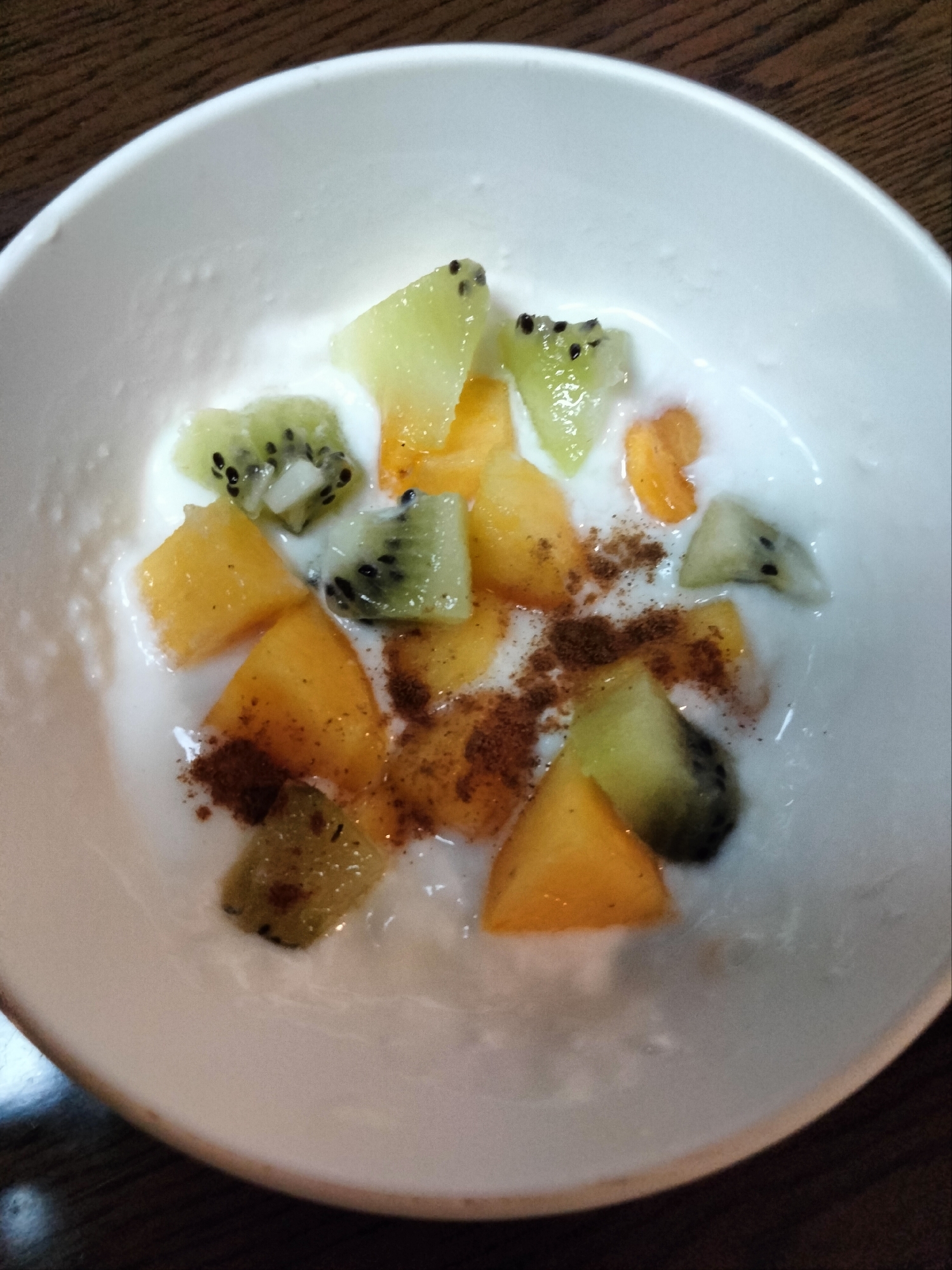 今日のヨーグルト♡柿&キウイ