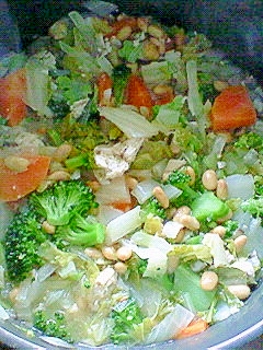 白菜ブロッコリーの鶏納豆煮