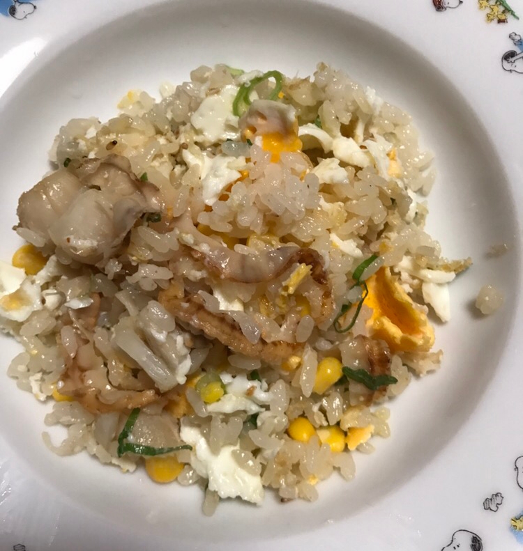 ベビーホタテとコーンのチャーハン