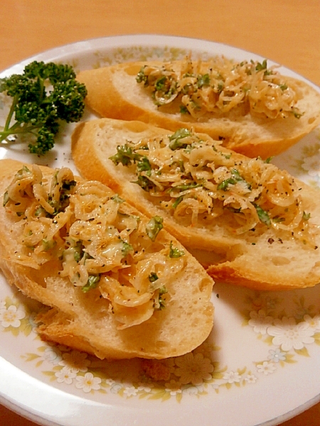 フランスパンのカナッペ 干し海老 パセリ レシピ 作り方 By はちわれ413 楽天レシピ