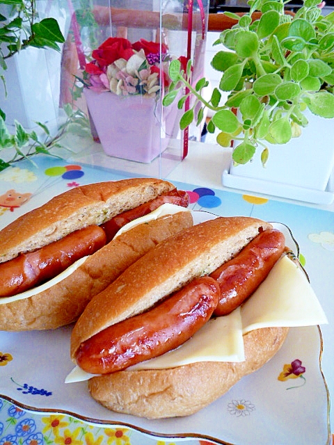 ふすまパンでホットドック♪