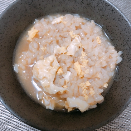 ラーメンの残り汁で雑炊