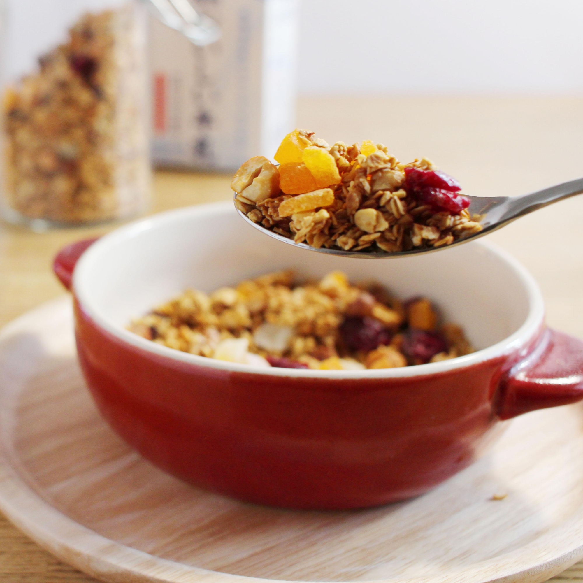 １で覚える 甘さと油分控えめのフルーツグラノーラ レシピ 作り方 By うちの小さなおやつ 楽天レシピ