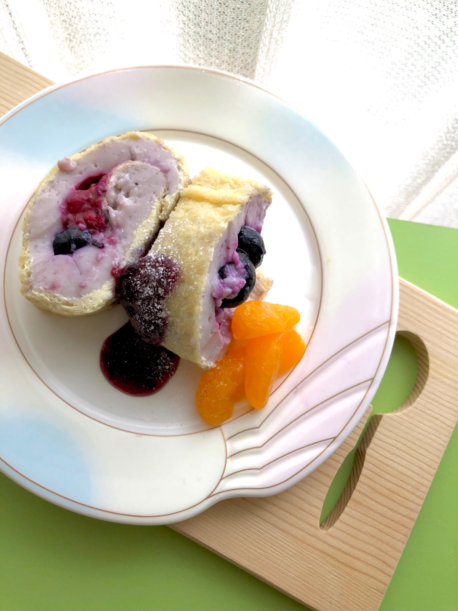 ♡油揚げと豆腐のベリーロールケーキ♡簡単、糖質オフ