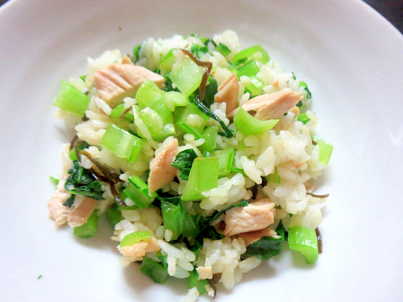 小松菜の鶏肉炒飯