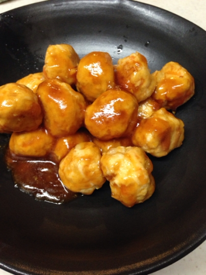 鶏ミンチとおから＆揚げない甘酢餡かけ！！ヘルシーなのに美味しかったです(●'v`艸)