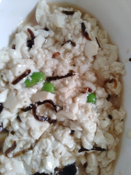 ５分！塩昆布と枝豆で白和え♪（崩し豆腐風）