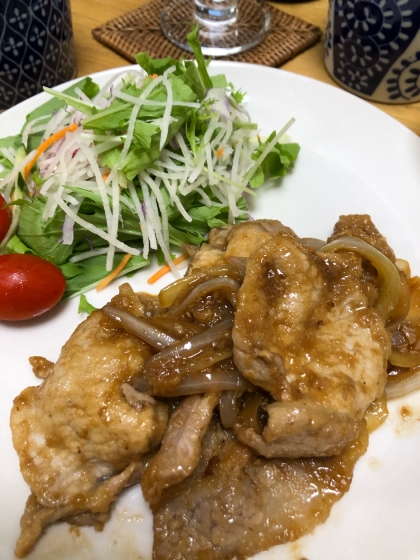 タマネギの甘みがひきたって美味しかったです。お肉にタレがよくからんで、ご飯がすすみました♪