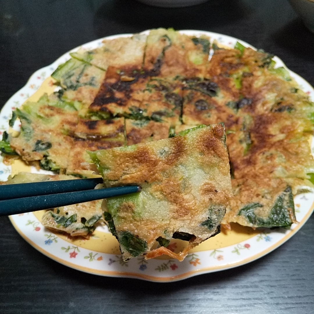 小松菜とあみえびのチヂミ