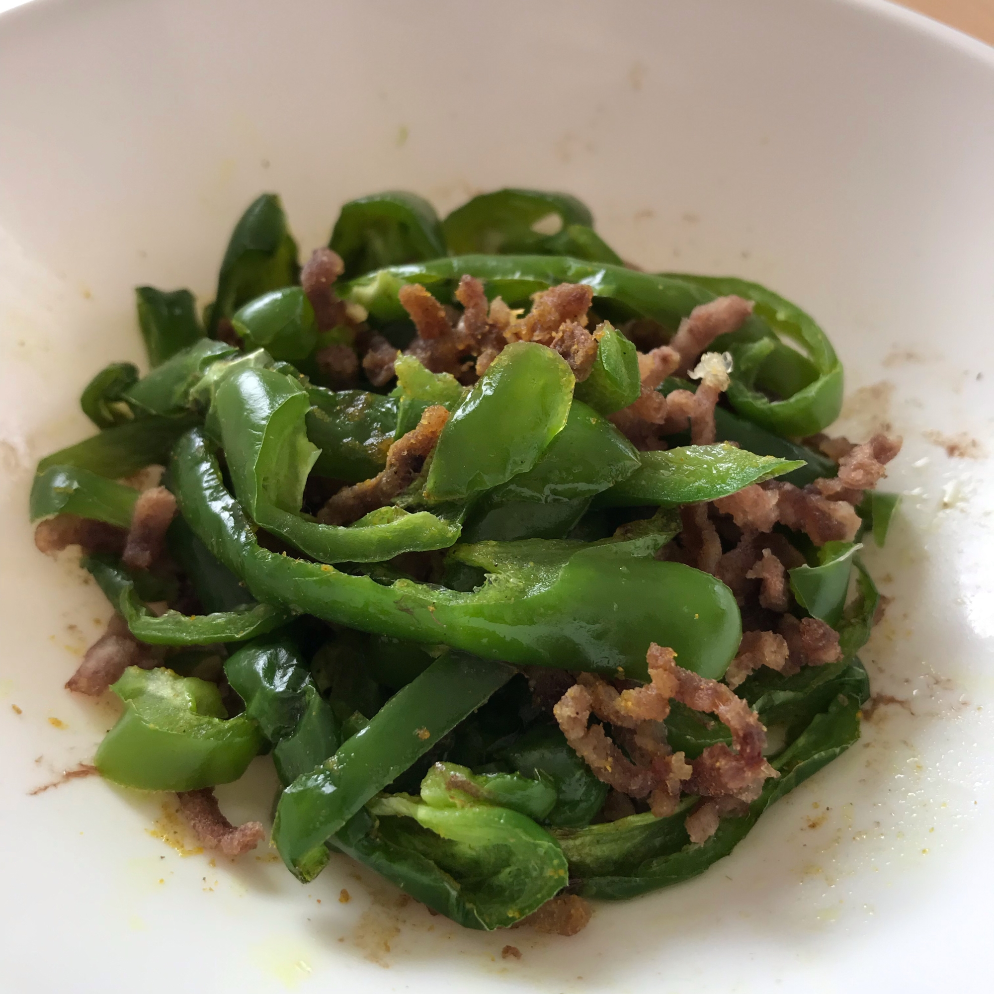 レンジで♪ピーマンと牛ひき肉のカレー煮