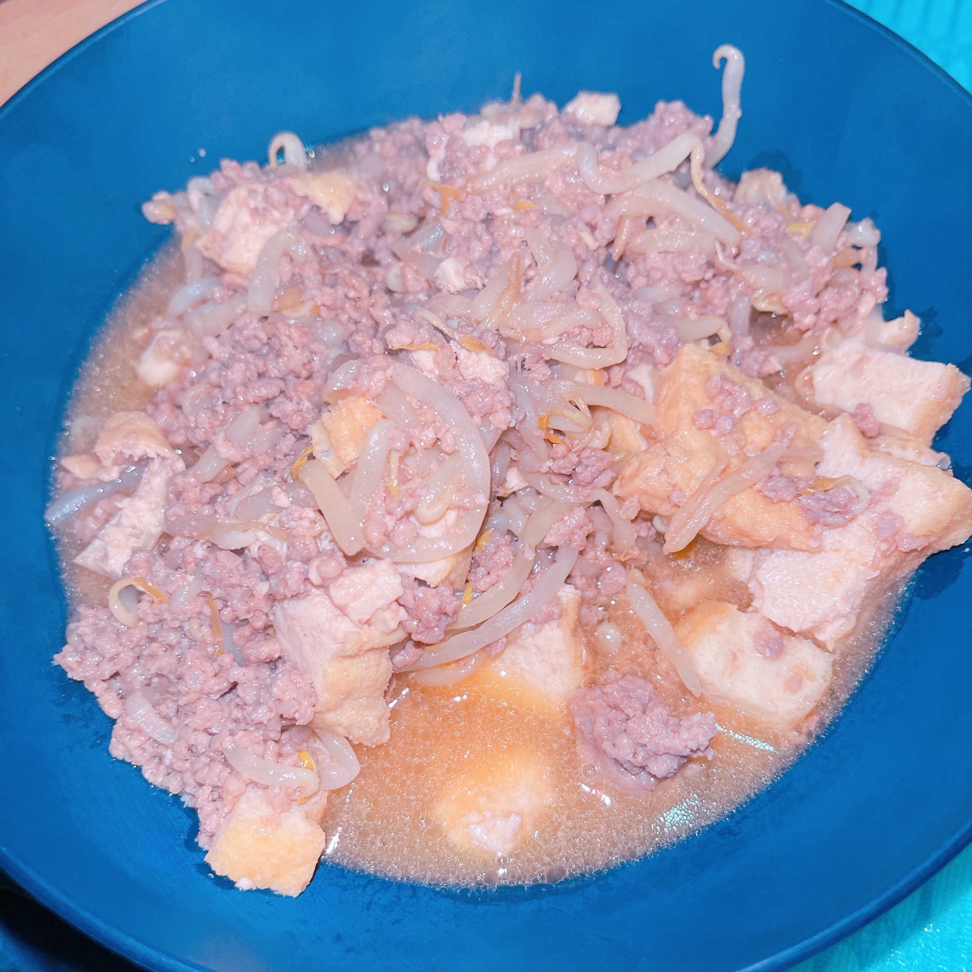 青椒肉絲￤節約￤簡単￤厚揚げ￤牛豚ミンチ￤冷凍