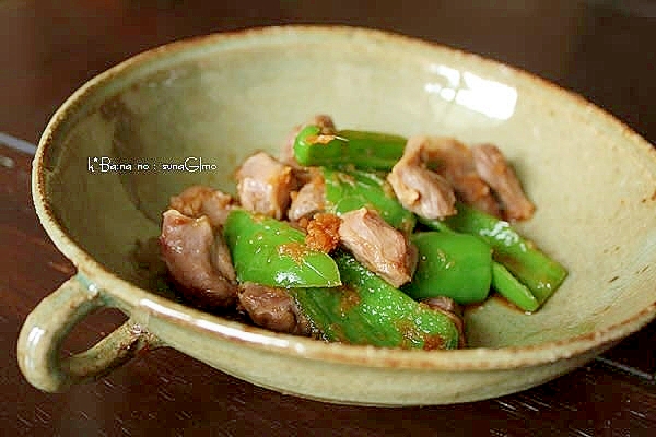 砂肝とピーマン炒めの生姜醤油