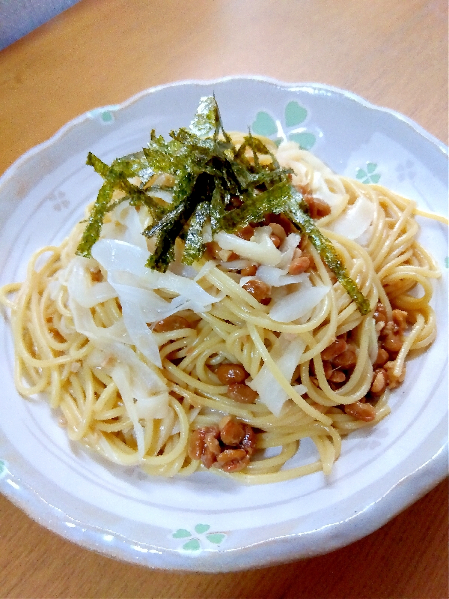 納豆新玉ねぎパスタ