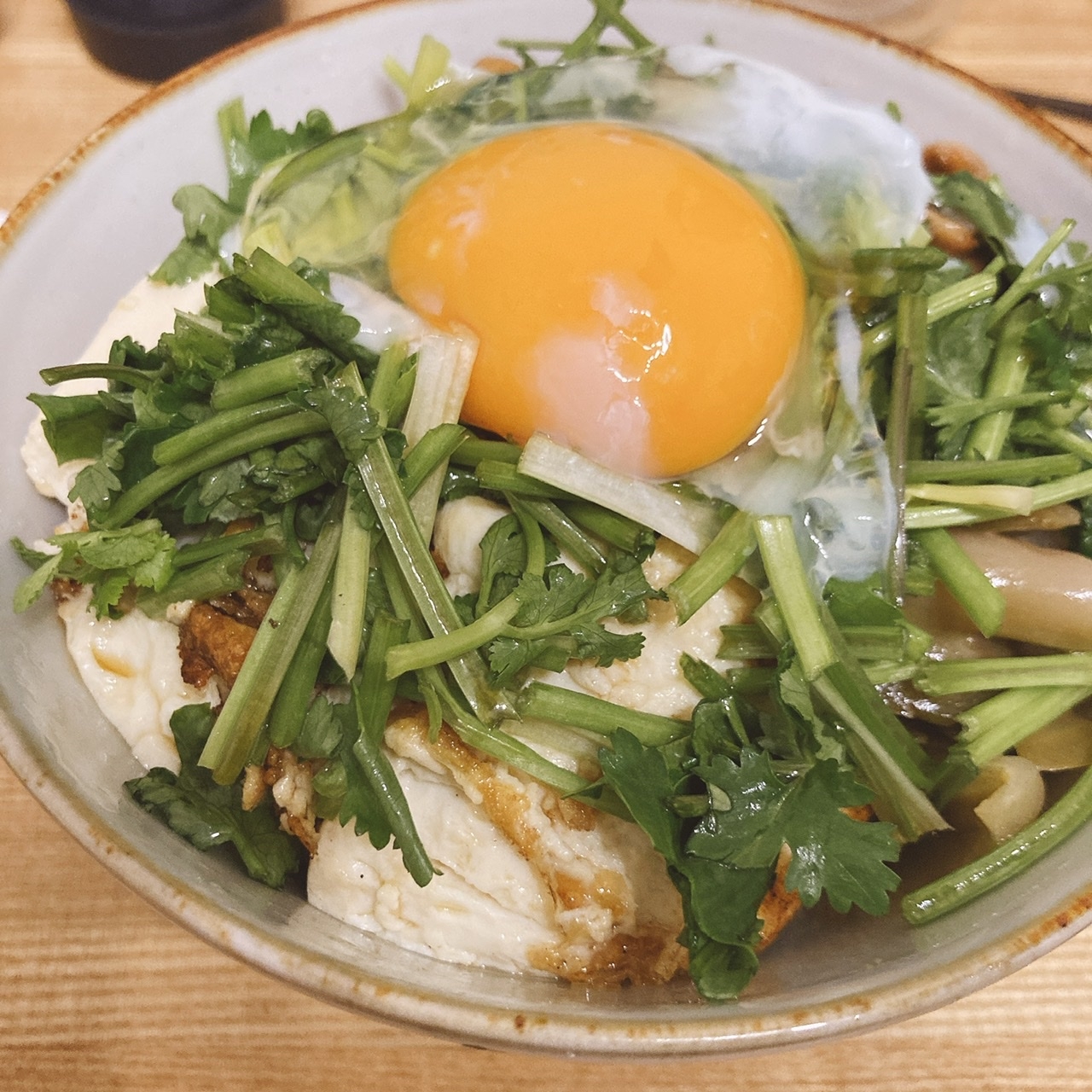 パクチーたっぷり♪納豆豆腐ステーキ丼