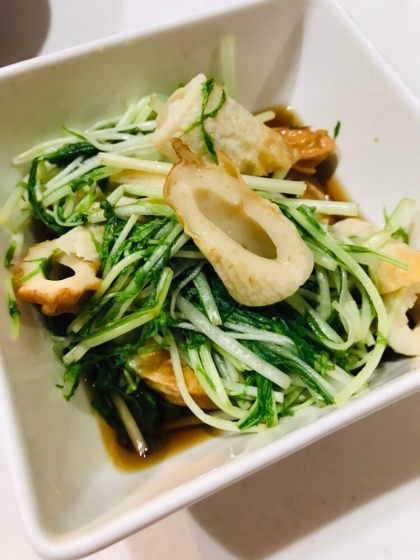 簡単に♡麺つゆで♪水菜と竹輪の煮浸し