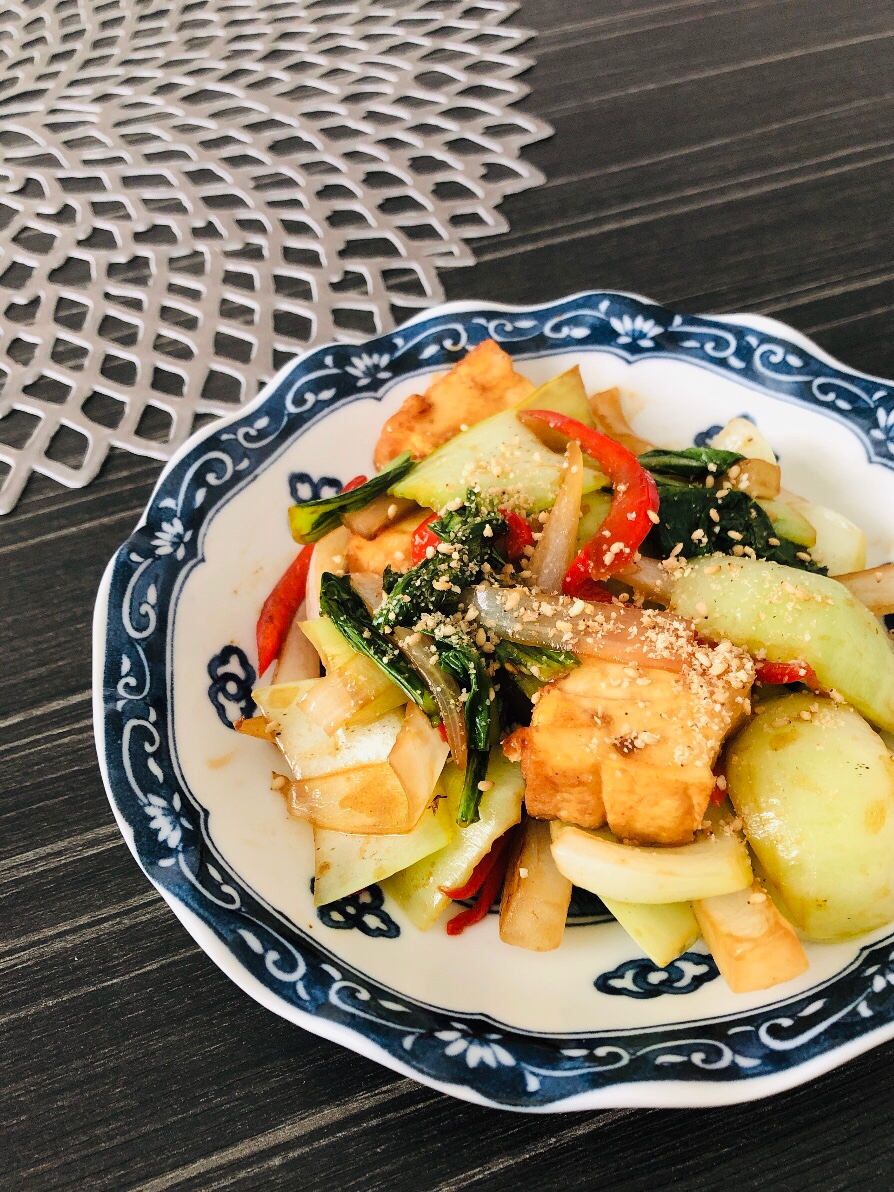 厚揚げと青梗菜の甘辛甜麺醤炒め