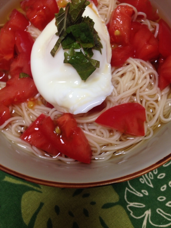 夏野菜トマトと大葉の素麺(*^^*)☆