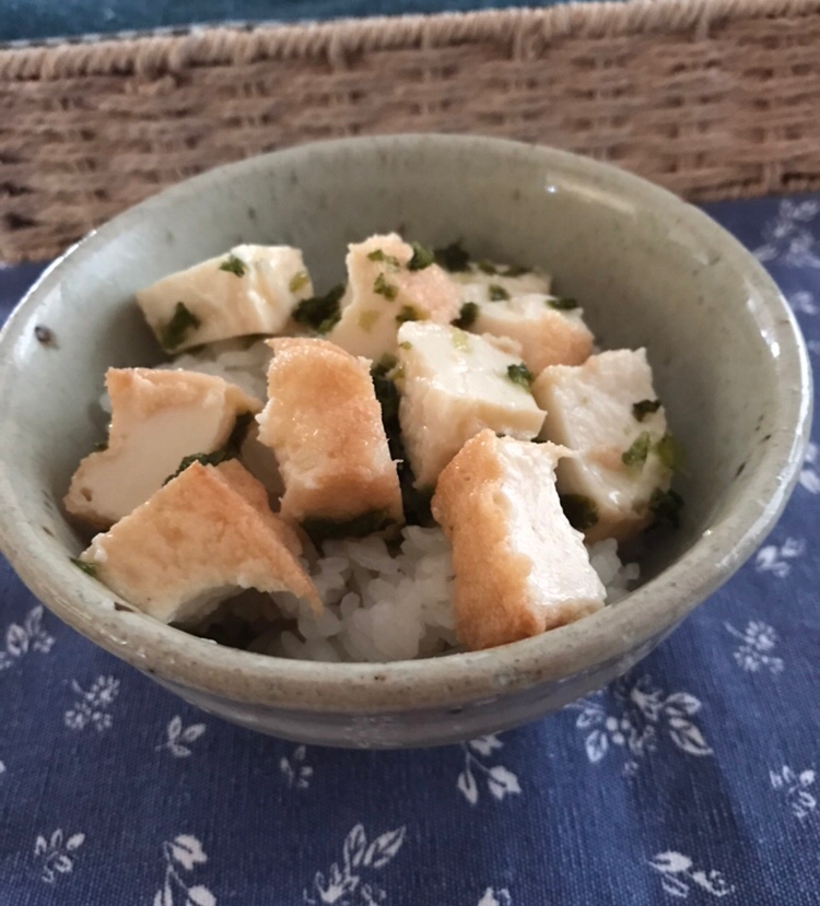 厚揚げのあおさ海苔めんつゆ炒め丼