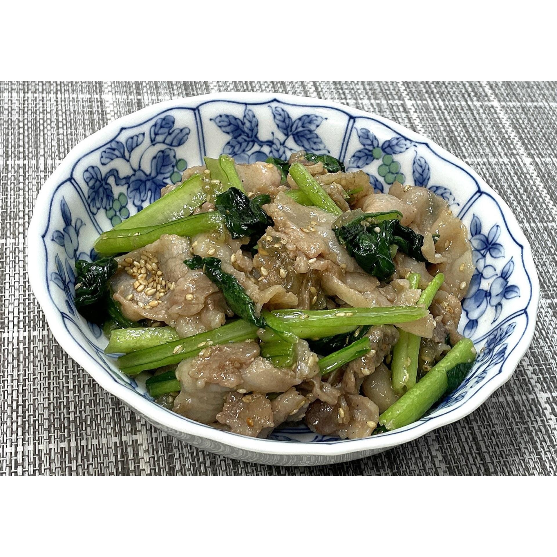 豚肉と小松菜のにんにく醤油炒め★動画あり★