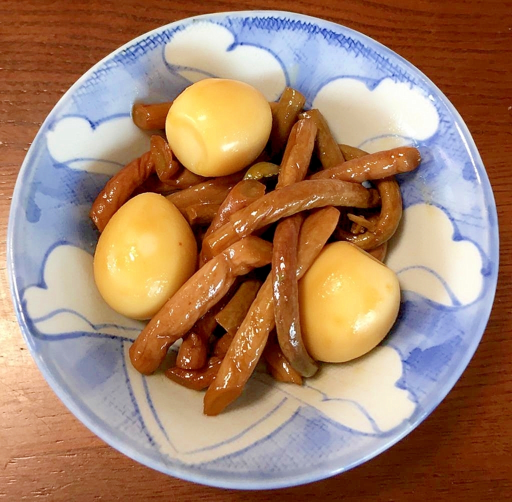 余った鰻のタレでぜんまいとうずらの卵の甘辛煮