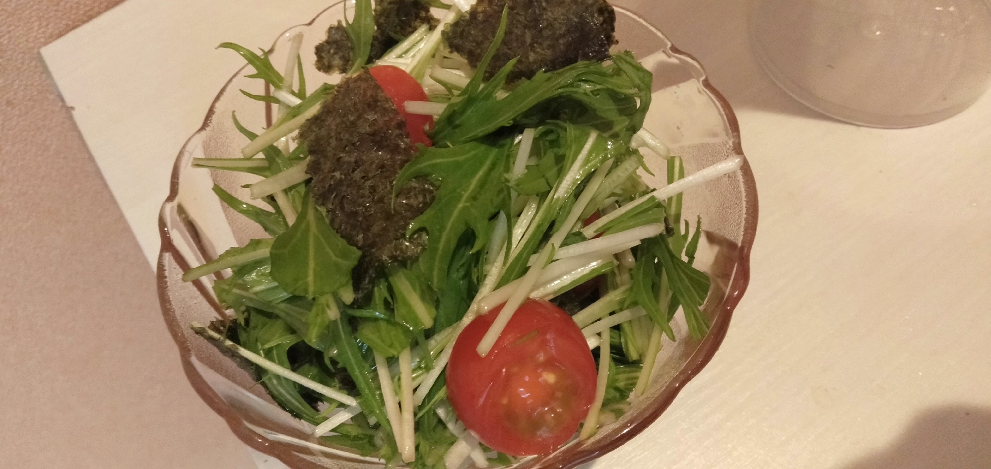 水菜の韓国風海苔サラダ