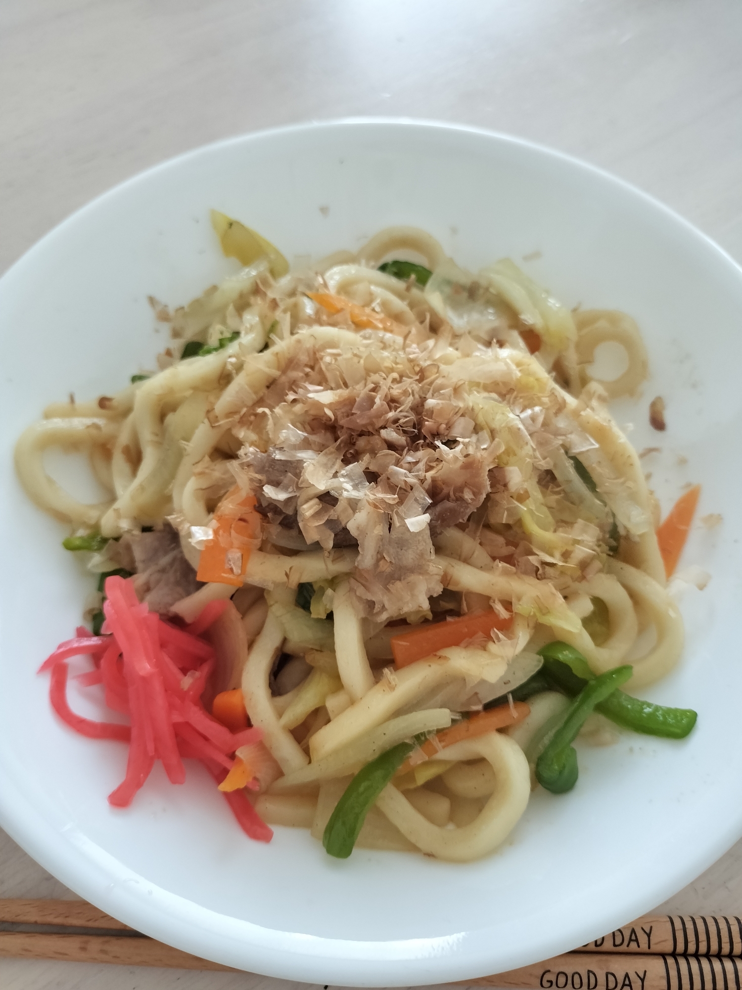 めんつゆで焼きうどん