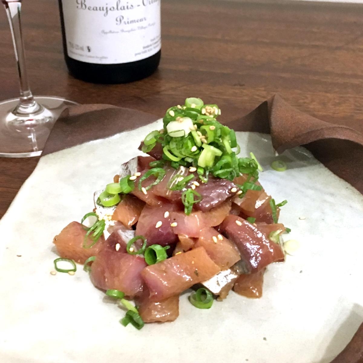 コリアン?イタリアン?ハマチの極厚ユッケパッチョ