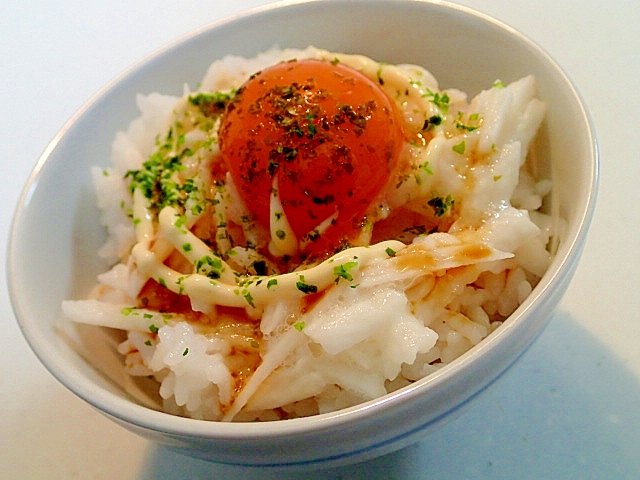 醤油マヨで　生姜香る　長芋と卵黄のご飯