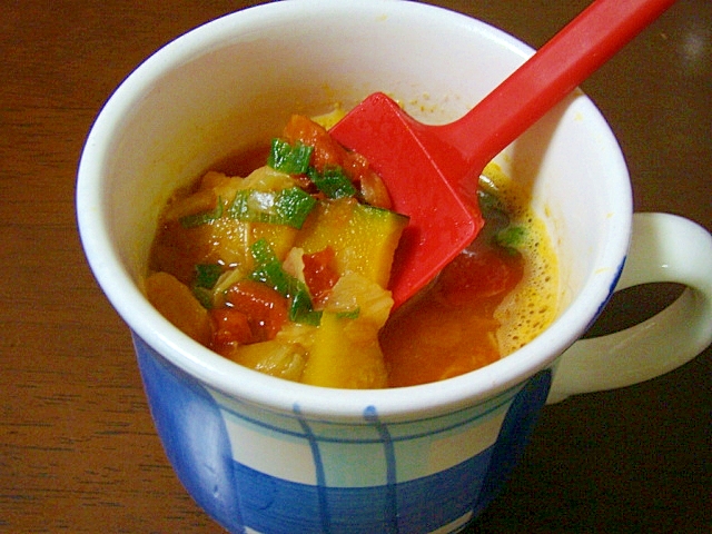 緑黄色野菜食べよう♪トマト南瓜カップスープ♡