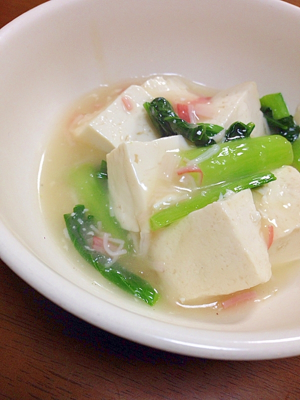 豆腐と小松菜とカニカマの炒め煮