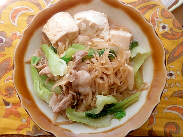 チンゲン菜・豆腐のすき煮