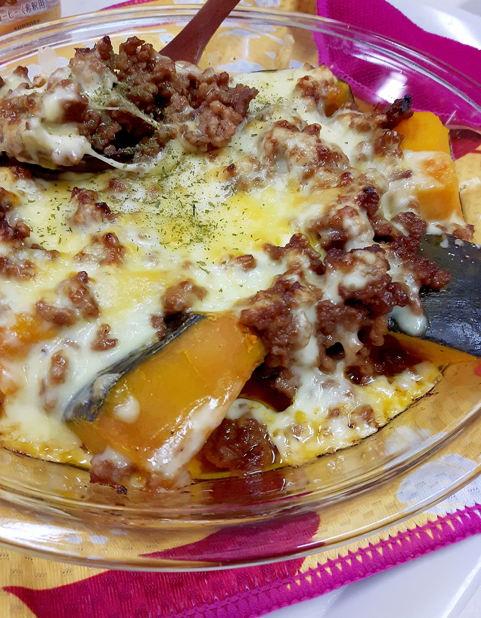 冷凍カボチャで!たっぷりチーズのミートグラタン♪