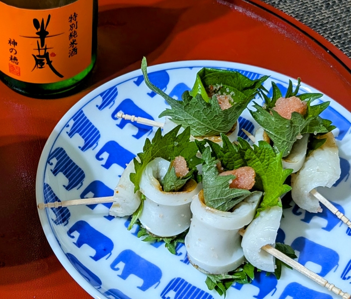 酒のつまみ。ちくわ大葉明太子