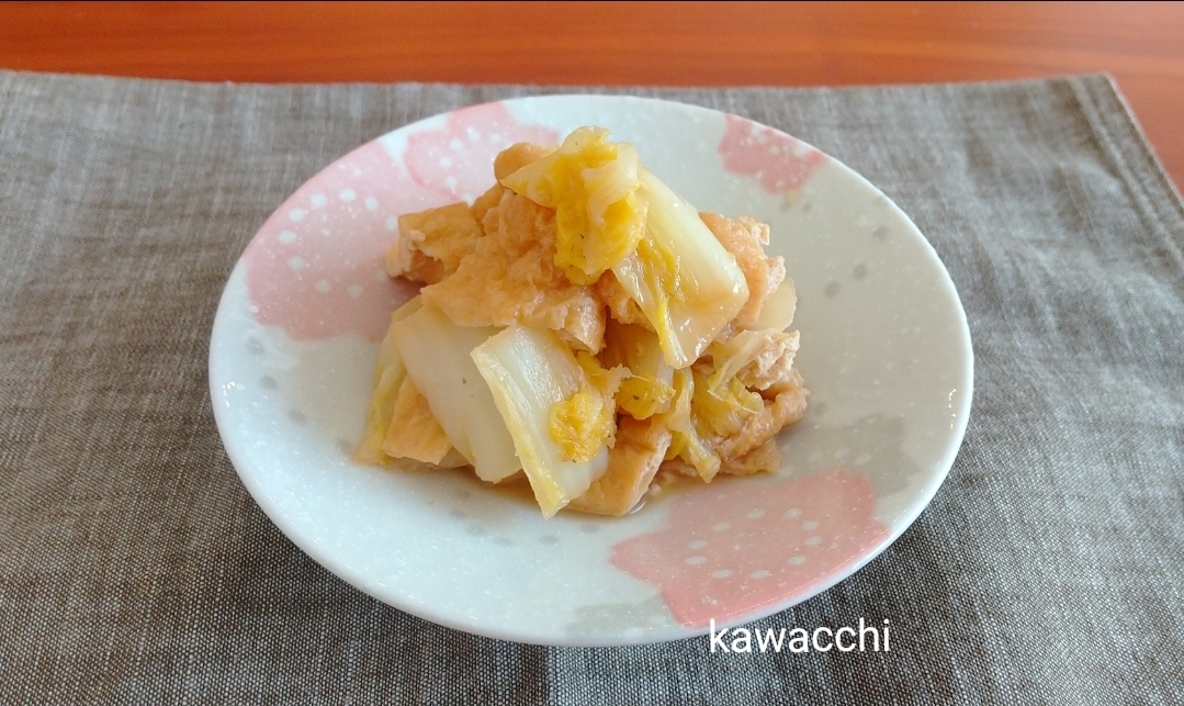 簡単♡白菜と油揚げのめんつゆ炒め