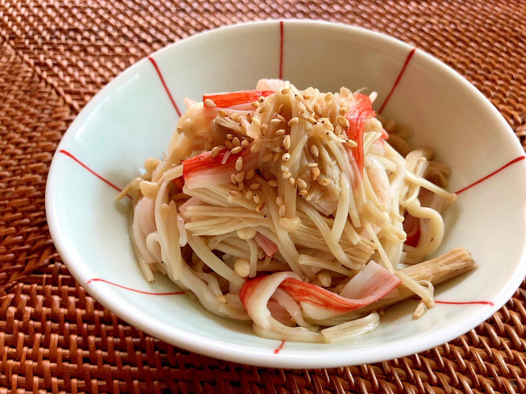 レンジで簡単！えのきとカニカマの中華風和えもの