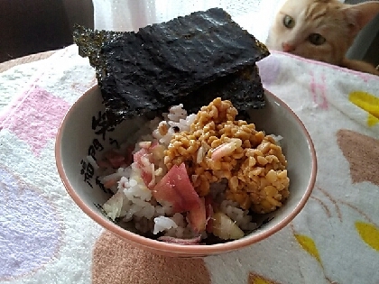 ５分！？茗荷＆納豆の爽やか２色丼♪（ポン酢）