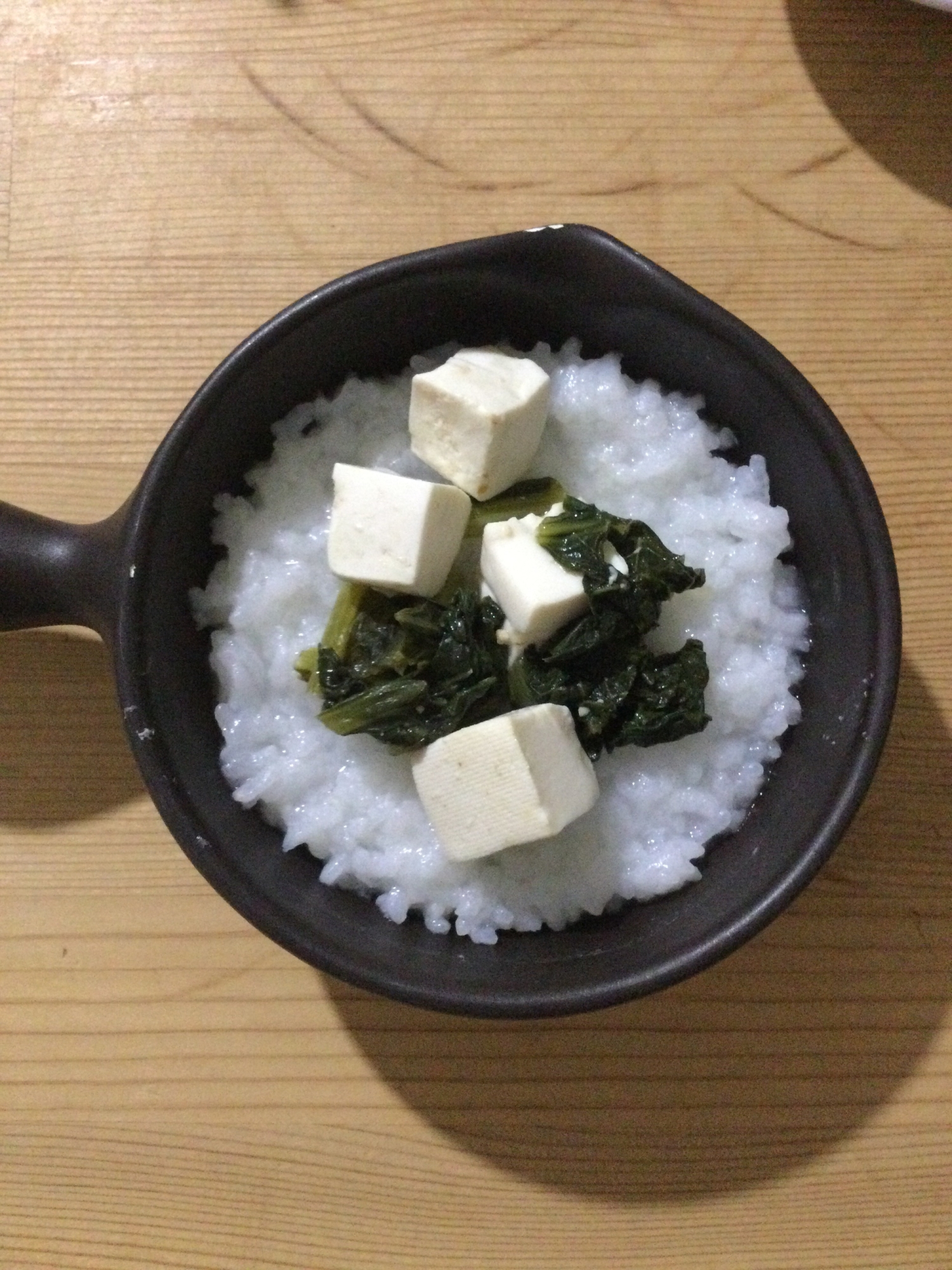 小松菜と豆腐の味噌煮乗せ☆温めご飯♪