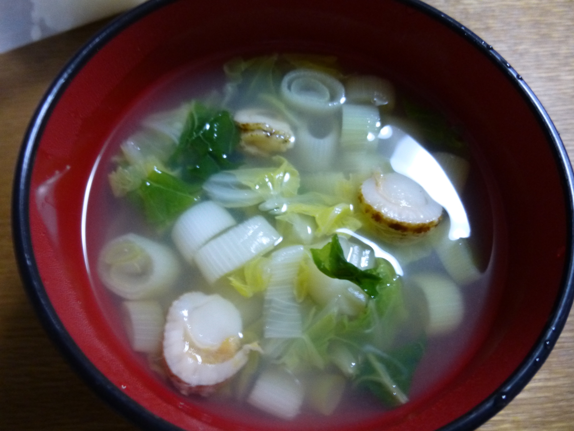 ベビーホタテと白菜・ねぎのスープ