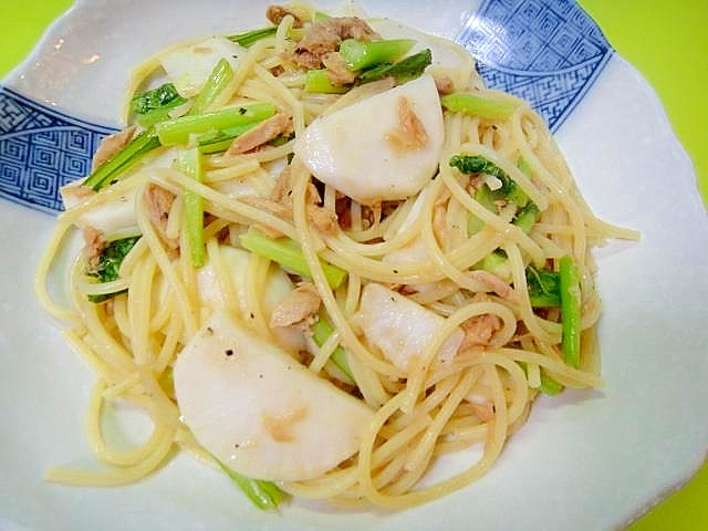 缶詰で☆カブとツナの和風パスタ